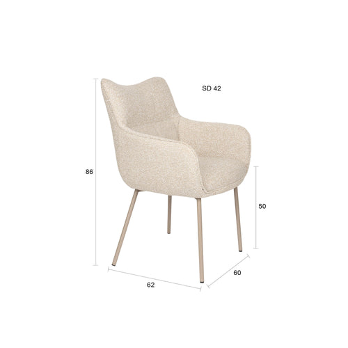 Housecraft Living Jacques Eetkamerstoelen Armleuning Beige - Set van 2