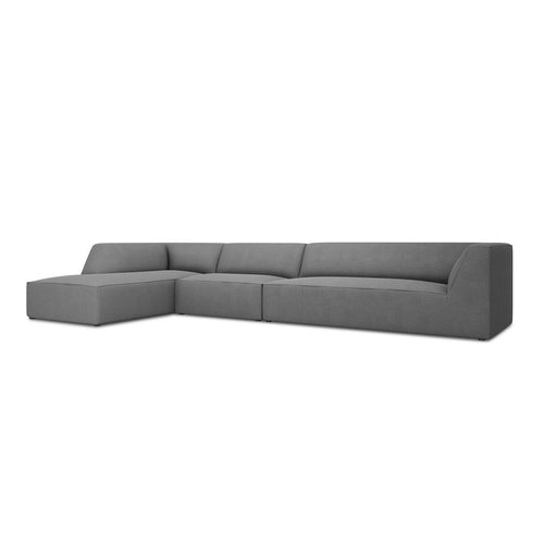 Cosmopolitan Design - Modulaire hoekbank links Siena 5-zits, structurele stof grijs - 180x366x69cm