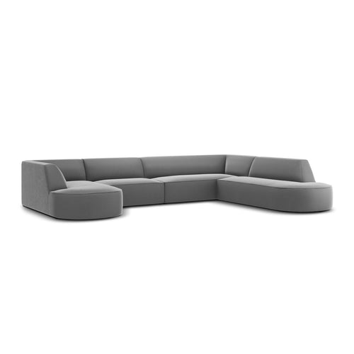 Cosmopolitan Design - Panoramische hoekbank Siena 7-zits, flueel grijs - 273x366x69cm