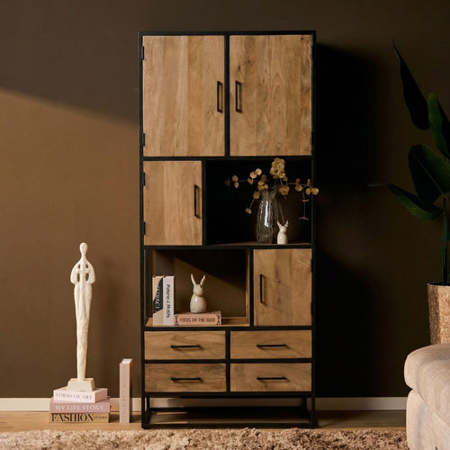 Starfurn Vakkenkast Dakota - Naturel Hout - 90x45x200cm