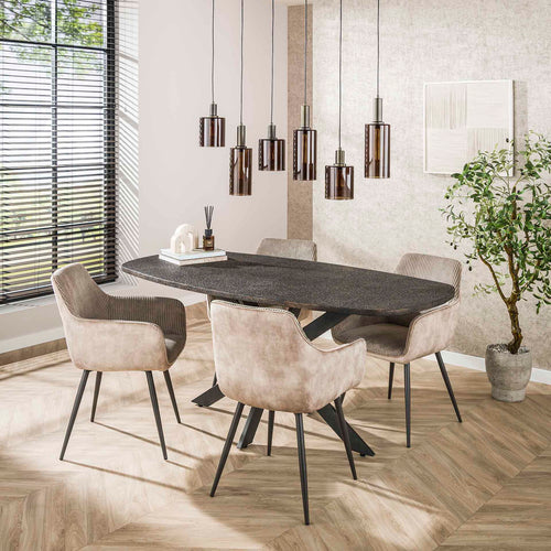 Giga Meubel Eettafel Metallic - Grijs Staal - 180x90x77cm