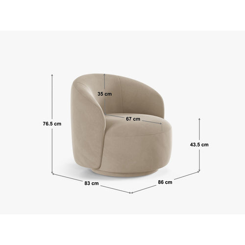 Cosmopolitan Design - Draaistoel Savona structurele stof antraciet - 83x86x76.5cm