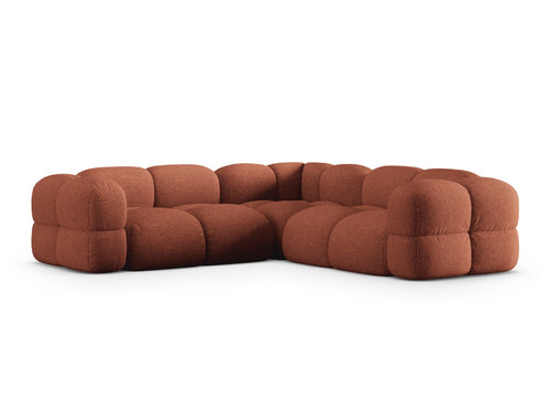 Cosmopolitan Design Symmetrische hoekbank Loretto 4-zits, structurele stof koraal - 250x250x68cm