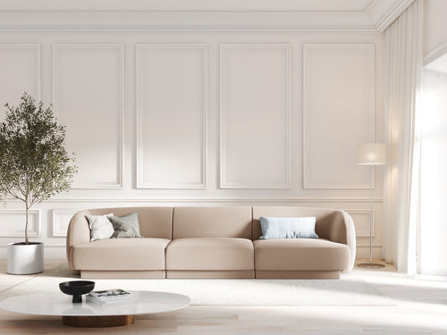 Micadoni Bank Miley 3-zits, flueel, cappuccino - 90x255x70cm