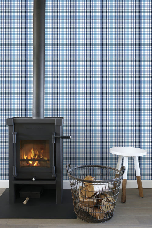 ESTAhome behang ruiten blauw - 53 cm x 10.05 m - 138820