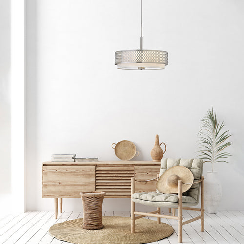 Jules Hinkley Fredrick Ramond 3-lichts hanglamp / Semi-flush geborsteld nikkel