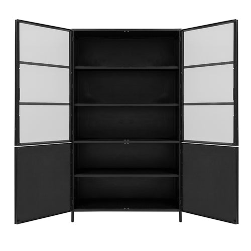 Giga Meubel Vitrinekast Tygo - Zwart Metaal - 120x40x210cm - vtwonen shop