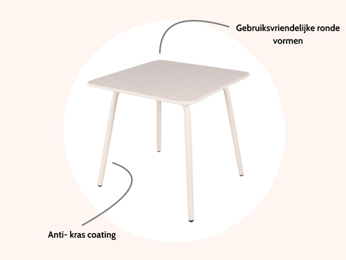 MaximaVida metalen vierkante tuintafel Max 80 x 80 cm ivoor - vtwonen shop