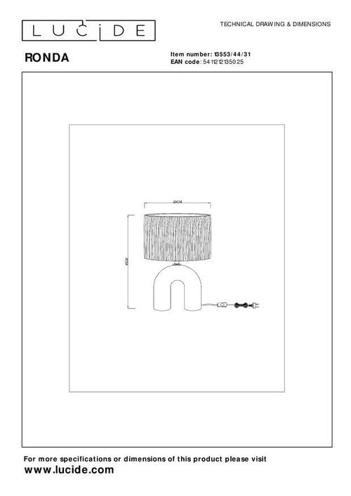 Lucide tafellamp RONDA - 1xE27 - Wit - vtwonen shop