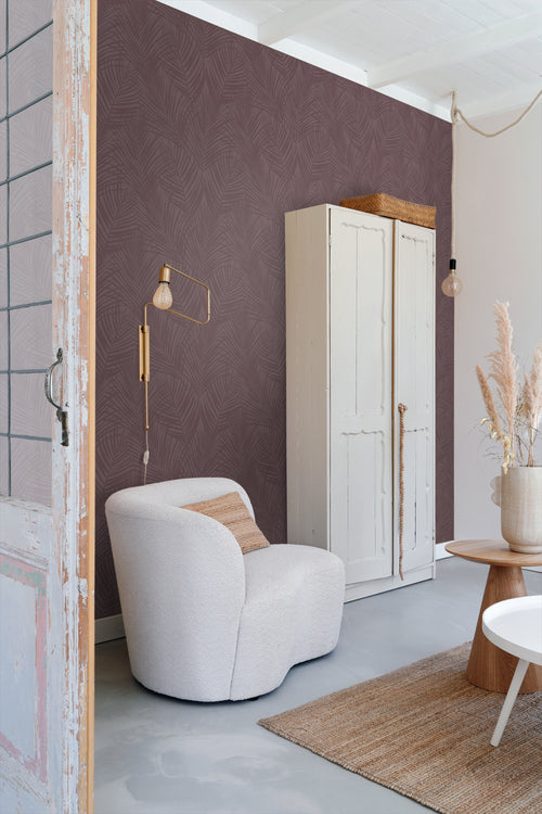 ESTAhome behang palmbladeren donker paars - 50 x 900 cm - 131219 - vtwonen shop