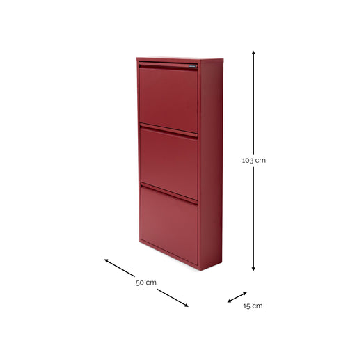 Spinder Design schoenenkast Billy 3 - Burgundy - 6 paar schoenen