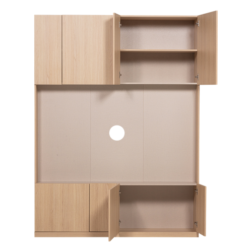 WOOOD tv opbergkast 160 cm Build - Eiken Fineer - Naturel - 215x160x41
