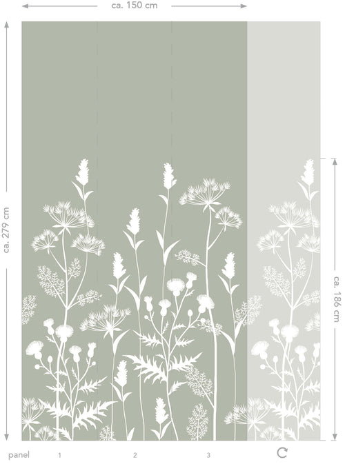 ESTAhome fotobehang veldbloemen vergrijsd mintgroen - 150 x 279 cm - 159214 - vtwonen shop