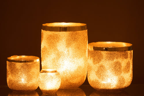 J-Line theelichthouder Frosty - glas - zilver - extra large