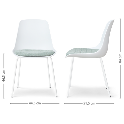 Nolon Nora-Liv Eetkamerstoel Wit - Zacht Groen Kussen - Witte Poten - vtwonen shop