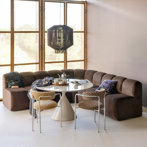WOOOD eetbank hoek met rugleuning Mojo - Velvet - Bruin - 83x83x83