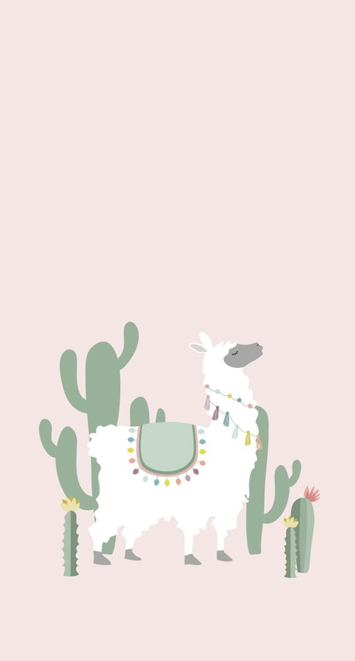 ESTAhome fotobehang alpaca zacht roze en groen - 150 x 279 cm - 158926 - vtwonen shop