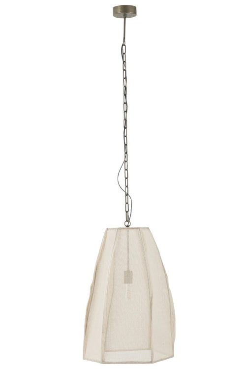 J-Line hanglamp Peer - linnen/ijzer - wit - large - vtwonen shop