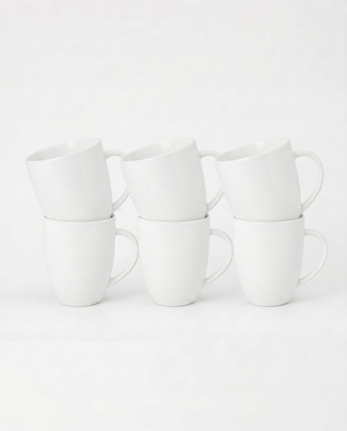 vtwonen - Basic - mokken set van 6 - porselein - wit - 425 ml