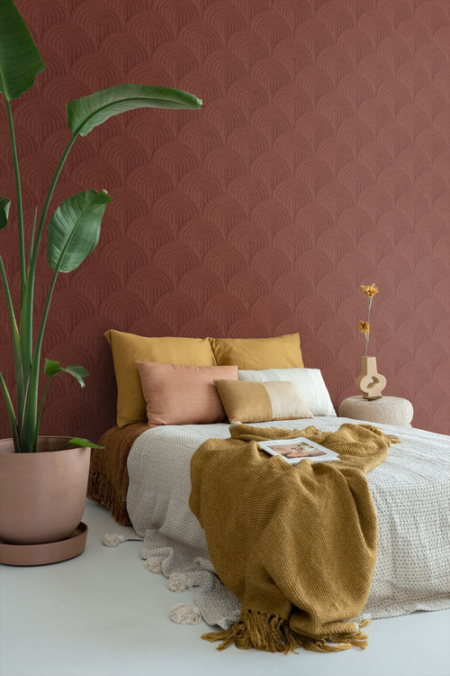 ESTAhome behang 3D-motief roodbruin - 0.53 x 10.05 m - 131812