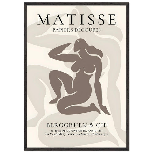 Artfulprints Poster met Lijst Matisse - Shapes of her   - 70x100 cm - Taupe