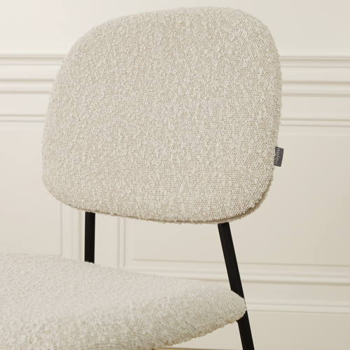 Nolon Jasmijn Eetkamerstoel Bouclé Beige - Zwart