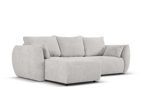 Cosmopolitan Design Uitklapbare hoekbank links met opbergdoos Matera 4-zits, chenille, lichtgrijs - 173x253x86cm