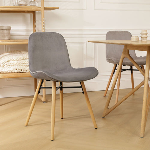 Nolon Nena-Fé Eetkamerstoelen Set van 2 - Velvet Grijs - Hout - vtwonen shop