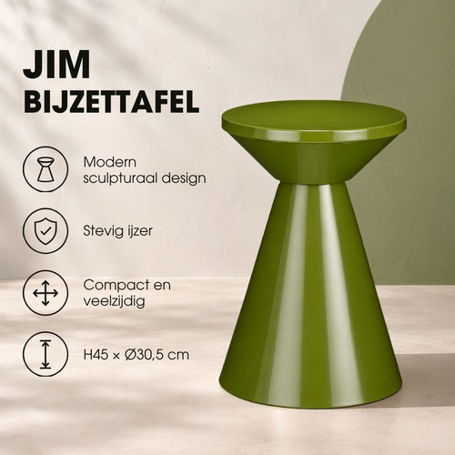 Mica Decorations Jim Bijzettafel - Salontafel met Strak Design voor de Woonkamer - Nachtkastje van Stevig IJzer - Rond Tafeltje voor Extra