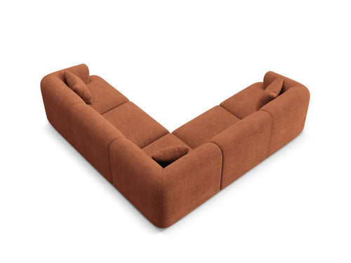 Cosmopolitan Design Symmetrische modulaire hoekbank Campi 6-zits, ribfluwelen terracotta - 255x255x70cm