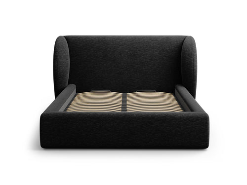 Micadoni Opbergbed met hoofdeinde Miley 140x200cm, chenille, zwart - 230x187x100cm