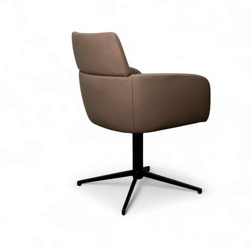 Furnhouse eetkamerstoelen armleuning Marco - Taupe - Leer - Set van 2