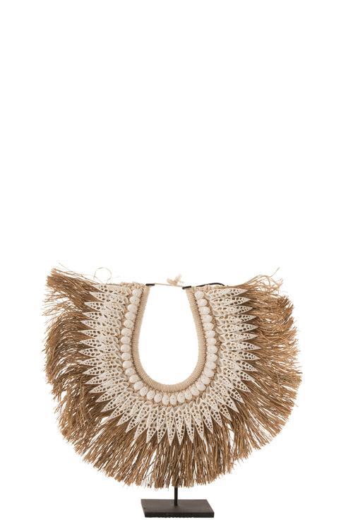 J-Line decoratie Ketting + Staander Schelpen - zeegrass - wit - large