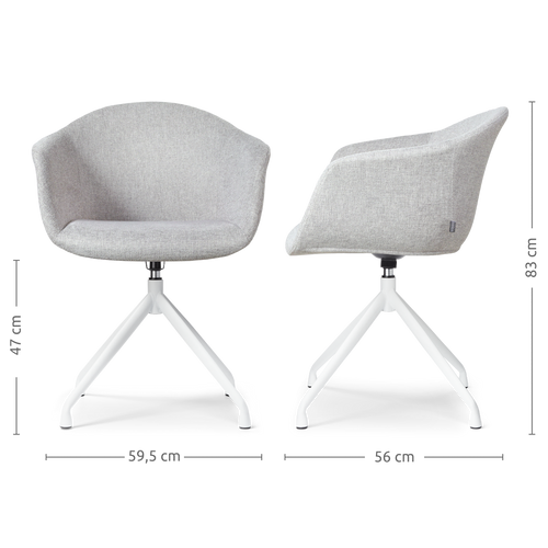 Nolon Nola-Otis Draaibare Eetkamerstoelen Set - Lichtgrijs - Zwart