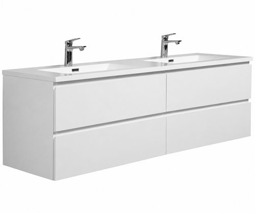 Badplaats Badkamermeubel Set Angela 160 cm – Hoogglans Wit – Badmeubel met Wastafel