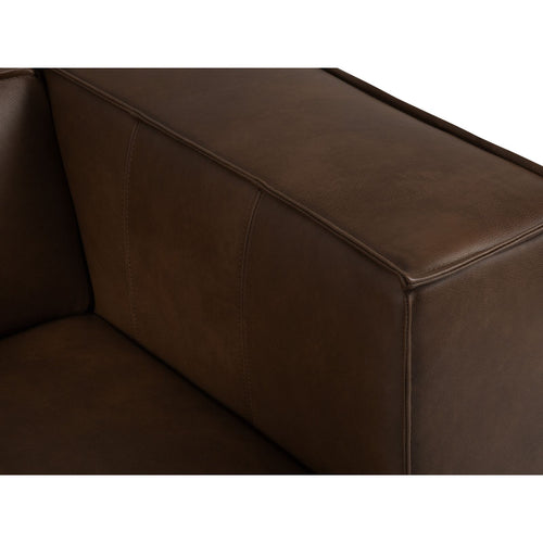 Cosmopolitan Design - Symmetrische hoekbank Turin 5-zits, echt leer donkerbruin - 280x280x68cm