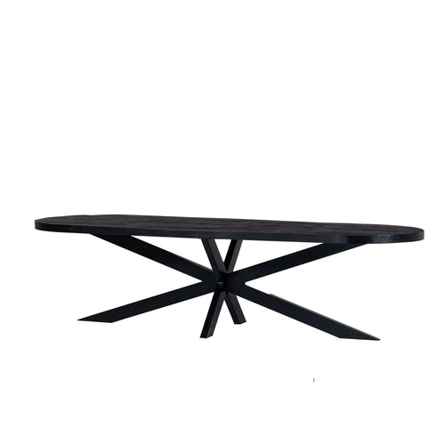 Giga Meubel Eettafel Barn - Zwart Mangohout Metaal - 300x100x78cm - vtwonen shop