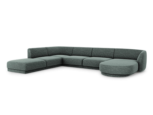 Micadoni Panoramische hoekbank links Miley 6-zits, chenille, olie - 255x330x70cm