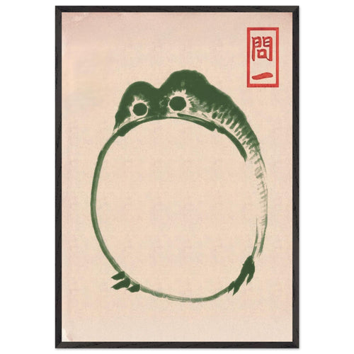 Artfulprints Poster met Lijst Matsumoto Hoji - Frog III   - 70x100 cm - Donkergroen