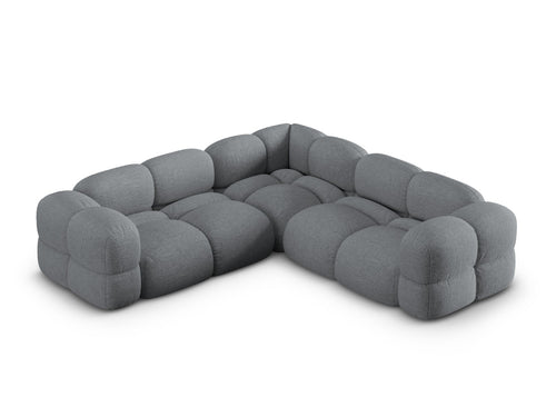 Cosmopolitan Design Symmetrische hoekbank Loretto 4-zits, structurele stof grijs - 250x250x68cm