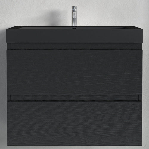 LOMAZOO badkamermeubel Monaco - zwevend - zwart - zwart eiken - 60 cm