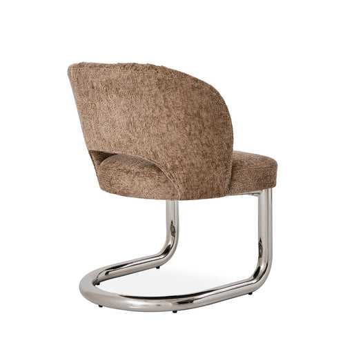 DÉJA Living Eetkamerstoel Dovre - Taupe/Chrome Stof - Set van 2