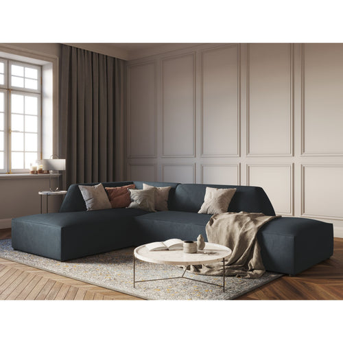 Cosmopolitan Design - Modulaire hoekbank links Siena 4-zits, ribfluwelen blauw - 180x273x69cm