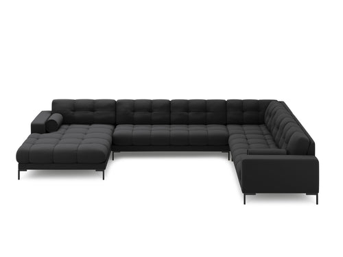 Cosmopolitan Design Panoramische hoekbank rechts Bali 7-zits, structurele stof, donkergrijs - 256x327x75cm