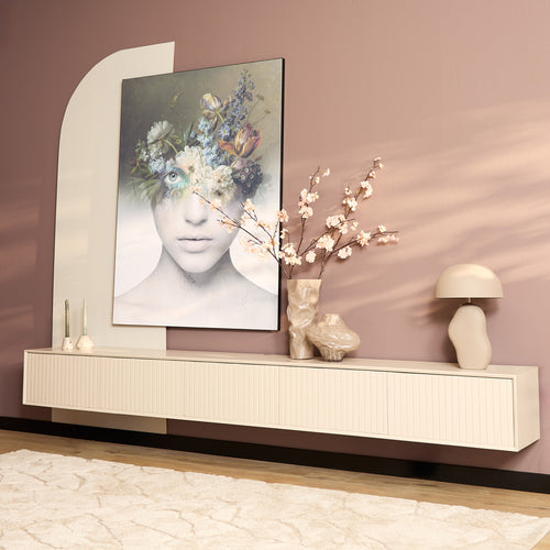 StarFurn Zwevend Tv-meubel Madison - Zandkleur Hout - 280x35x30cm - vtwonen shop