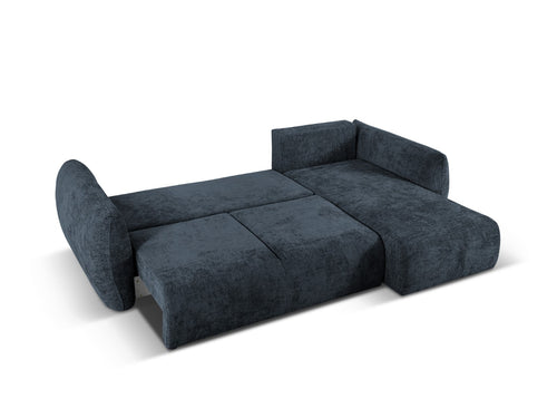 Cosmopolitan Design Converteerbare hoekbank rechts met opbergdoos Matera 4-zits, chenille, koningsblauw - 173x253x86cm
