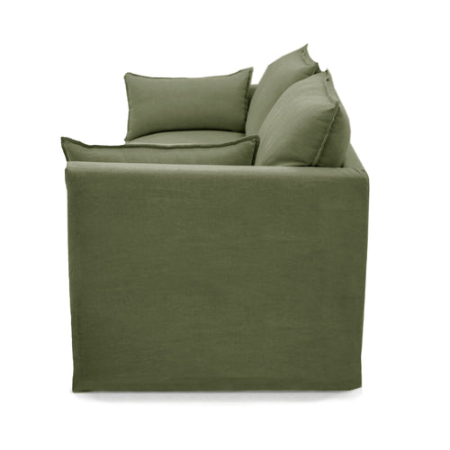 Sia Home - Rechte bank KALI - Linnen en katoen - Kaki groen - 206cm - vtwonen shop