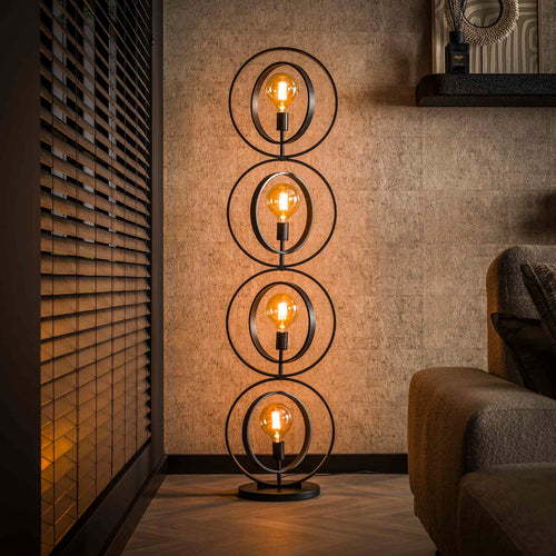 Giga Meubel Vloerlamp Turn Around XL - Zwart - 4-Lichts - 40x30x180cm