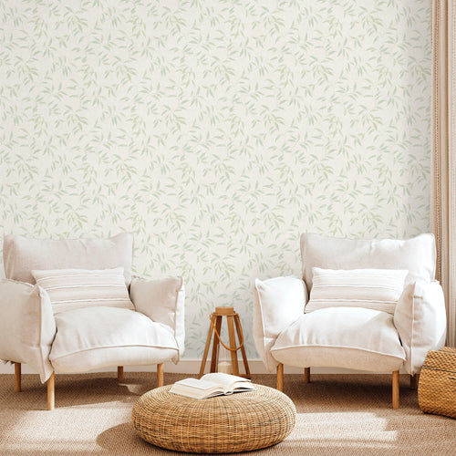 Sanders & Sanders behang bladeren vergrijsd groen - 53 cm x 10 m - 640235