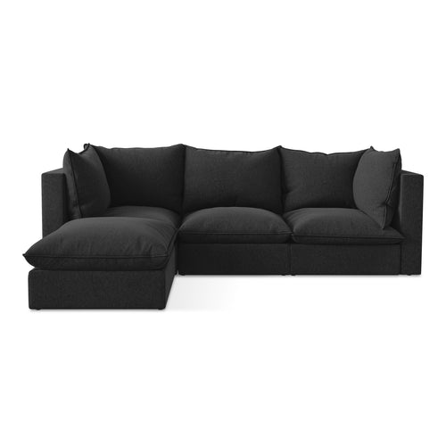 LaMiaSofa hoekbank links Ravenna - velours - zwart - 255x165x77